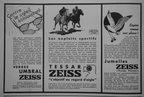Publicité 1937 zeiss verre - zeiss,