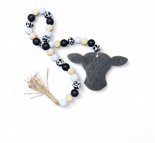 Wooden cow beaded - wooden,