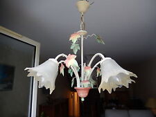 TRES BEAU LUSTRE 5 BRANCHES DECORS FEUILLES (VALEUR NEUF 169 EUROS)