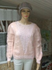 Superbe pull rose  tricoté