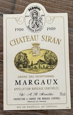 Étiquette Château Siran 1980