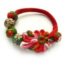 BRACELET tissu coton femme fille ethnique rouge vert taille 13,5 à 14,5 cm