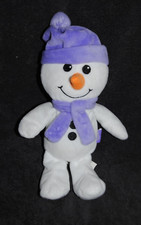 ?Doudou Bonhomme De Neige Blanc MILKA Echarpe Mauve Peluche 28 Cm TTBE