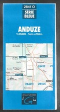 CARTE IGN SERIE BLEUE . 2841 O . ANDUZE