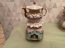 PORCELAINE DE PARIS XIX EXCEPTIONNELLE TISANIERE DECOR POLYCHROME
