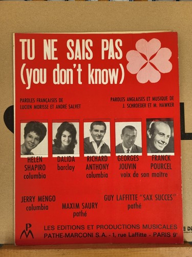 Partition dalida tu ne - partition,
