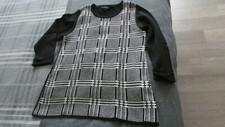 Pull ras du cou femme taille 2 - noir et blanc - hiver manches 3/4 