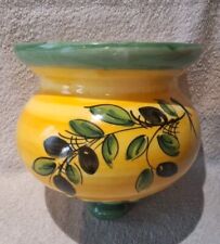 Gros Pot De Fleurs mural céramique décors D’olivier État Nickel Ht 17 cm Lg 17cm