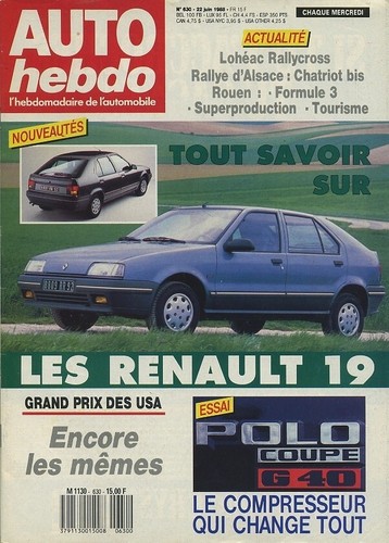 Auto hebdo 630 06 1988 - n°630, 22/06/1988