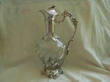 HENIN,ANTIQUE FRENCH CRYSTAL WINE DECANTER WITH SILVERPLATED MOUNT,LATE 19th.