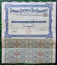 Dépt 75 - Automobiles Belle Entête Cie Gle des Taxis (Citroën) Transports 1923