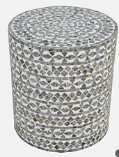 Table tabouret nacre bleu fait main handmade Handcrafted artisanat élégant 