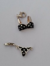 SPLENDIDE DUO DE CHARMS THOMAS SABO BIKINI NOIR A POIS EN ARGENT MASSIF 925