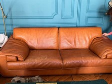 2 x CANAPÉS 3 PL CUIR DE VACHETTE PLEINE FLEUR