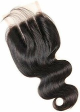 100% cheveux humains naturels 4 * 4 fermeture vague de corps 16 pouces, 40,64cm
