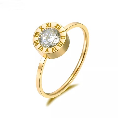 Bague rond zircon acier