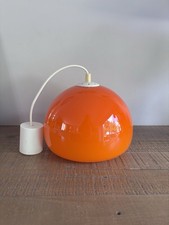Lustre/Suspension Dôme Orange en Verre - Années 60/70 - Space Age Style Guzzini
