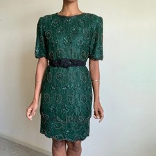 Green lace beaded vintage
