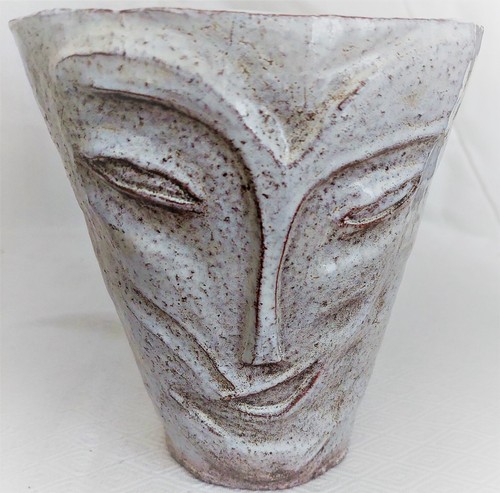 Vase tète visage - , en