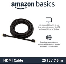 Câble/cordon AmazonBasics High-Speed 4K Ultra HD HDMI 2.0, 25 pieds / 7,6...