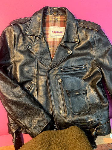 Blouson cuir noir vintage - en,