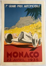 Affiche lithographie GRAND PRIX AUTOMOBILE DE MONACO 1935 Geo Ham 70x100cm 80's