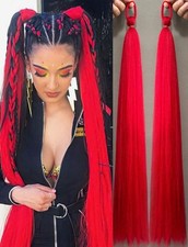 2X Paquet De Rajout Rouge Foncé Synthétique Longue Tresse Cheveux A Tressée 70cm