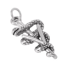 Charm Caducée/Symbole de Médecine en Argent 925/1000