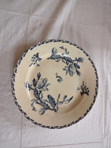 Gien plat rond - bleu, cactus