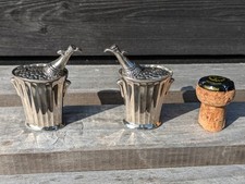 Duo Champagne 🍾 salière poivrière vintage en métal argenté par SILEA 🇫🇷 