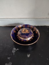 Boîte et coupelle en porcelaine bleu cobalt et doré LIMOGES