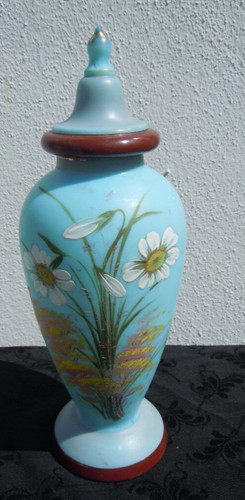 Vase pot couvert - , opaline