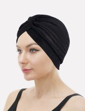 Bonnet turban Noir paillette Retro chimio perte cheveux foulard Alopécie hijab 