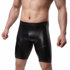 Hommes Noir Faux Cuir Stretch