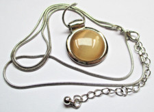 Collier chaine serpent pendentif couleur argent pierre de lune bijou vintage 438
