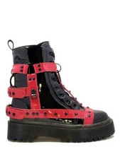 Strange Cvlt Culte Yru Désordre Bondage Noir Rouge Goth Punk Plateforme Bottes