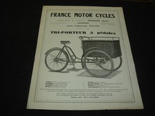FEUILLET PUBLICITAIRE D EPOQUE VELO TRIPORTEUR 1930