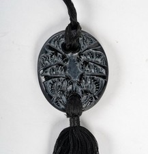 Pendentif Guêpes Verre Noir Patine Rene Lalique R.Lalique Black Pendant Wasps