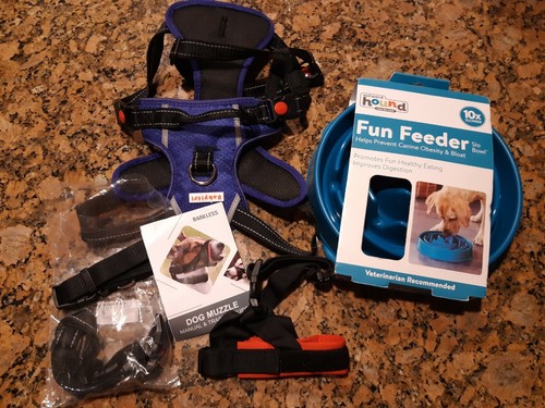 Dog harness muzzle and - and, feeding