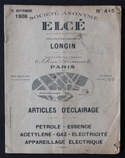 Catalogue 1926 article d'éclairage Elcé Longin lampe tempête lanterne ampoule
