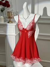 magnifique nuisette rouge et blanche sexy Lingerie Femme taille XL dentelle