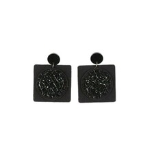 Emporio Armani Jewels Noir Carré Laine + Verre + Coton Boucles D'Oreilles Femme