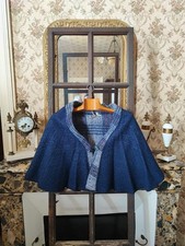 Cape vintage en laine bleu marine – style rétro chic – made in France 