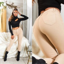 Uni Haut Taille Pantalon Stretch Skinny Fit Femmes Push-Up Jeans Décontracté