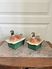 Ancien Pot Terrine Pâté Canard Faisan Céramique Vintage France