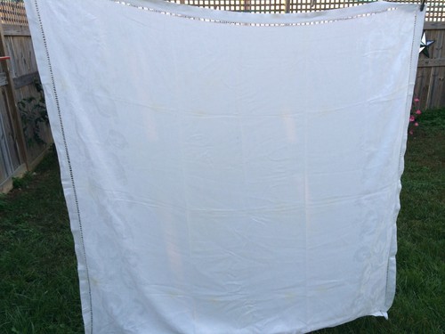 Vintage white damask floral - white,
