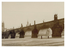 République tchèque, Prague, Pont Charles en hiver, Tirage vintage, 1954 Photo pr