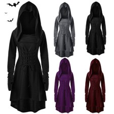 Femmes Gothique Punk Cosplay Cape À Capuche Cape Manteau Sorcières Costume /