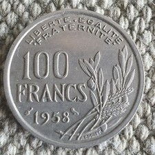 France 100 francs 1958 Chouette Cochet Cupronickel Rare pièce de monnaie 