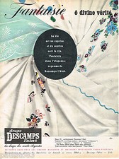 PUBLICITE ADVERTISING 065  1957  DESCAMPS L'AINE   draps  décor FANTAISIE